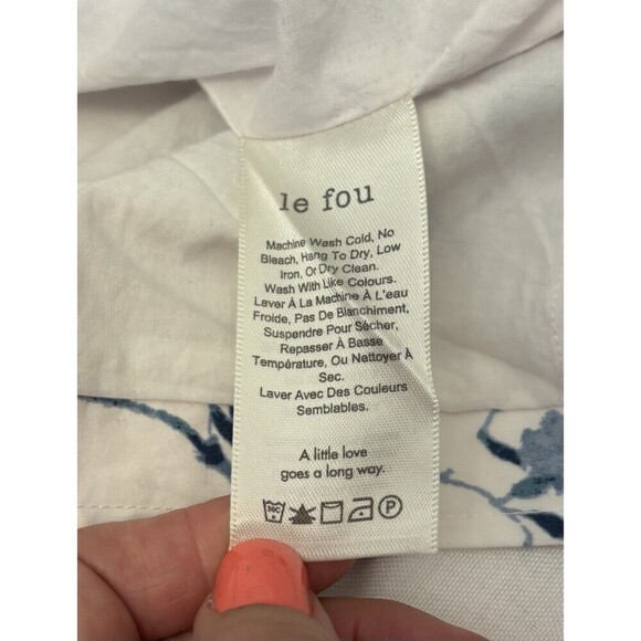 ARITZIA WILFRED Le Fou Maryvonne Skirt Med Tie Front Paper Bag White Blue Floral - Picture 9 of 13